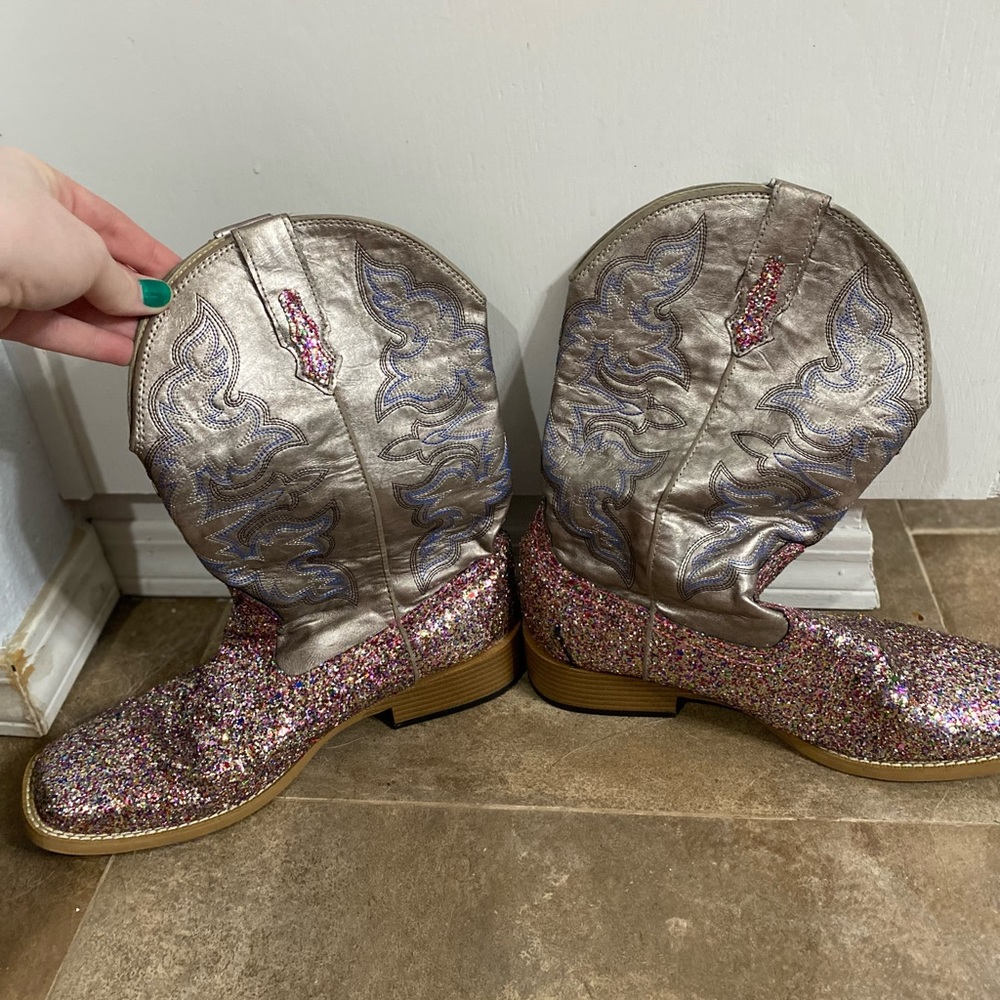 Roper Western Boots Womens Glitter Pink Gray 09-021-1901-0053 GY
